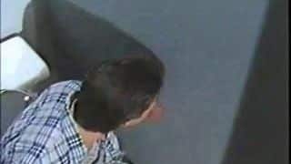 GAY Vintage (1988?) Gloryhole in bathroom leads to…